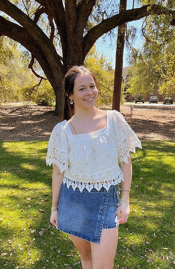 Square Neck Lace Top - Meadow Hayes
